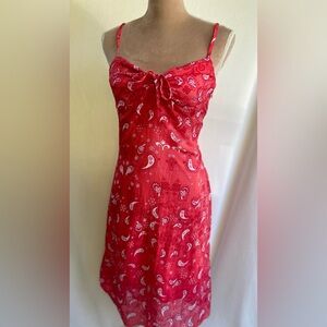 Red bandanna print dress